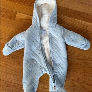 Carter's Light Blue Quilted Footie Fleece Lined